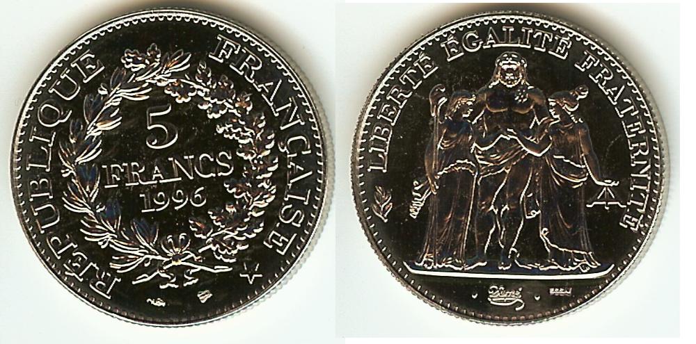 5 Francs ESSAI Hercule 1996 BU++